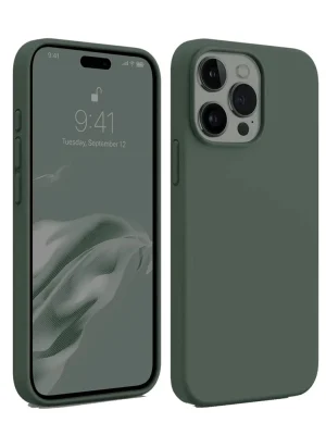 Newface iPhone 15 Pro Kılıf First Silikon - Koyu Yeşil