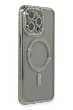 Newface iPhone 15 Pro Kılıf Joke Simli Magneticsafe Kılıf - Gri