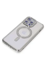 Newface iPhone 15 Pro Kılıf Joke Simli Magneticsafe Kılıf - Gümüş - Görsel 3