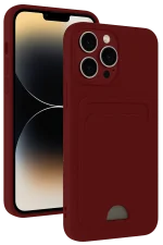 Newface iPhone 15 Pro Kılıf Kelvin Kartvizitli Silikon - Bordo