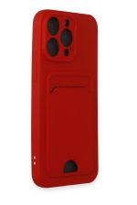 Newface iPhone 15 Pro Kılıf Kelvin Kartvizitli Silikon - Kırmızı - Görsel 2