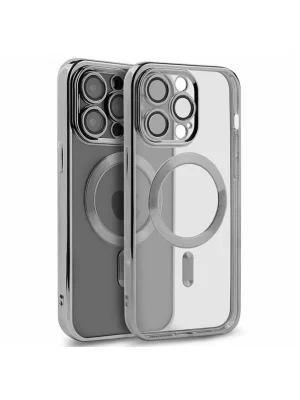 Newface iPhone 15 Pro Kılıf Kross Magneticsafe Kapak - Gümüş