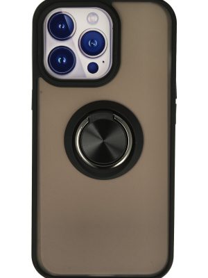 Newface iPhone 15 Pro Kılıf Montreal Yüzüklü Silikon Kapak - Siyah