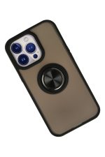 Newface iPhone 15 Pro Kılıf Montreal Yüzüklü Silikon Kapak - Siyah - Görsel 2