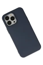 Newface iPhone 15 Pro Kılıf Nano içi Kadife Silikon - Lacivert - Görsel 3