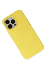 Newface iPhone 15 Pro Kılıf Nano içi Kadife Silikon - Sarı - Görsel 3