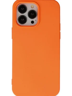 Newface iPhone 15 Pro Kılıf Nano içi Kadife Silikon - Turuncu