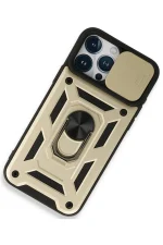 Newface iPhone 15 Pro Kılıf Pars Lens Yüzüklü Silikon - Gold - Görsel 2