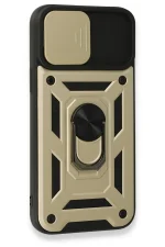 Newface iPhone 15 Pro Kılıf Pars Lens Yüzüklü Silikon - Gold - Görsel 3