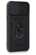 Newface iPhone 15 Pro Kılıf Pars Lens Yüzüklü Silikon - Lacivert - Görsel 3