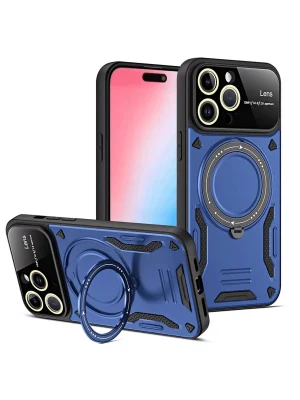 Newface iPhone 15 Pro Joy Lens Standlı Kapak - Lacivert