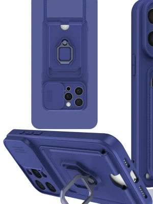 Newface iPhone 15 Pro Kılıf Zuma Kartvizitli Yüzüklü Silikon - Lacivert