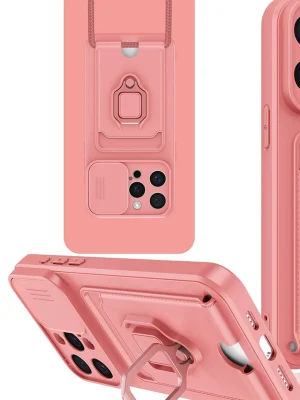 Newface iPhone 15 Pro Kılıf Zuma Kartvizitli Yüzüklü Silikon - Pembe