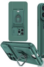 Newface iPhone 15 Pro Kılıf Zuma Kartvizitli Yüzüklü Silikon - Yeşil