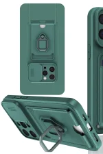 Newface iPhone 15 Pro Kılıf Zuma Kartvizitli Yüzüklü Silikon - Yeşil