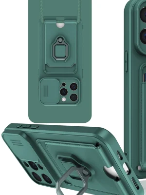 Newface iPhone 15 Pro Kılıf Zuma Kartvizitli Yüzüklü Silikon - Yeşil