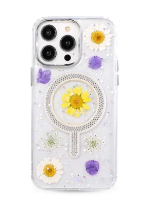 Newface iPhone 15 Pro Max Flower Magsafe Kapak - Sarı