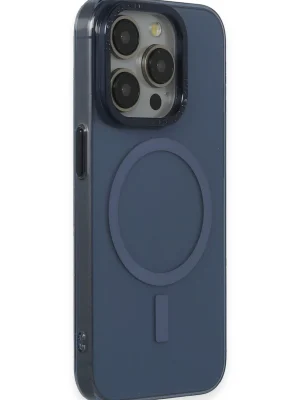 Newface iPhone 15 Pro Max Kılıf Anka PC Magneticsafe Sert Metal Kapak - Lacivert