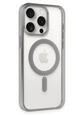 Newface iPhone 15 Pro Max Kılıf Erozi Magsafe Kapak - Gümüş - Görsel 3