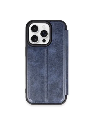 Newface iPhone 15 Pro Max Kılıf Flip Cover - Lacivert