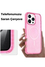 Newface iPhone 15 Pro Max Kılıf Glow Magsafe Kapak - Pembe - Görsel 3