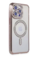 Newface iPhone 15 Pro Max Kılıf Joke Simli Magneticsafe Kılıf - Pembe