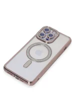 Newface iPhone 15 Pro Max Kılıf Joke Simli Magneticsafe Kılıf - Pembe - Görsel 3