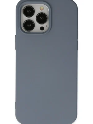 Newface iPhone 15 Pro Max Kılıf Nano içi Kadife Silikon - Gri