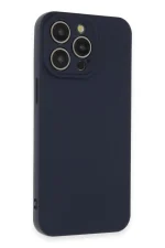 Newface iPhone 15 Pro Max Kılıf Nano içi Kadife Silikon - Lacivert - Görsel 3