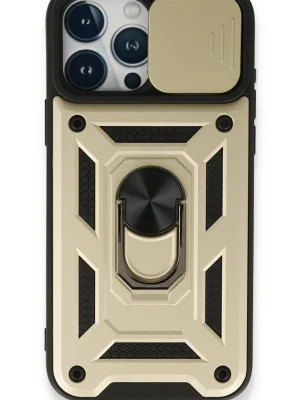 Newface iPhone 15 Pro Max Kılıf Pars Lens Yüzüklü Silikon - Gold