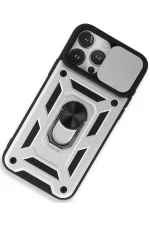 Newface iPhone 15 Pro Max Kılıf Pars Lens Yüzüklü Silikon - Gümüş - Görsel 2