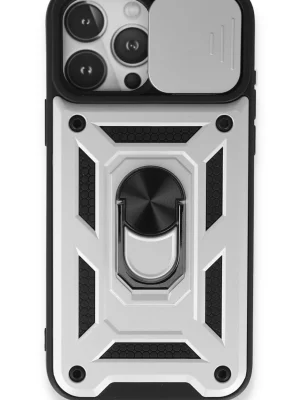 Newface iPhone 15 Pro Max Kılıf Pars Lens Yüzüklü Silikon - Gümüş