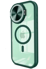 Newface iPhone 15 Pro Max Kılıf Teleskop Lens Magsafe Silikon Kapak - Koyu Yeşil