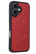Newface iPhone 16 Kılıf Aras Deri Kapak - Kırmızı - Görsel 2