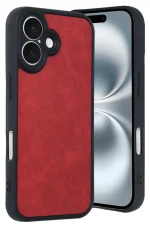Newface iPhone 16 Kılıf Aras Deri Kapak - Kırmızı