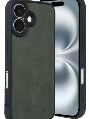 Newface iPhone 16 Kılıf Aras Deri Kapak - Koyu Yeşil
