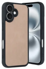 Newface iPhone 16 Kılıf Aras Deri Kapak - Pudra