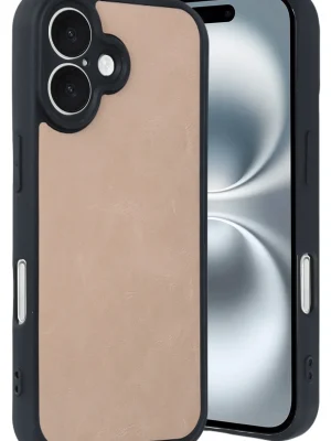 Newface iPhone 16 Kılıf Aras Deri Kapak - Pudra