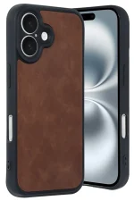 Newface iPhone 16 Kılıf Aras Deri Kapak - Taba