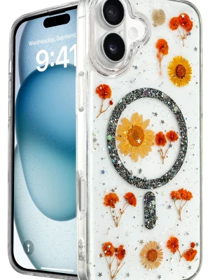 Newface iPhone 16 Kılıf Daisy Simli Magsafe Kapak - Siyah