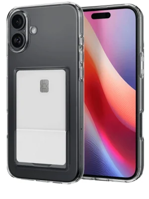 Newface iPhone 16 Kılıf Kart Şeffaf Silikon - Şeffaf