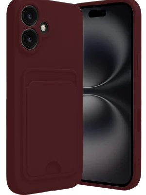 Newface iPhone 16 Kılıf Kelvin Kartvizitli Silikon - Bordo