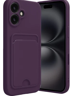 Newface iPhone 16 Kılıf Kelvin Kartvizitli Silikon - Derin Mor