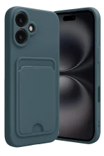 Newface iPhone 16 Kılıf Kelvin Kartvizitli Silikon - Koyu Yeşil