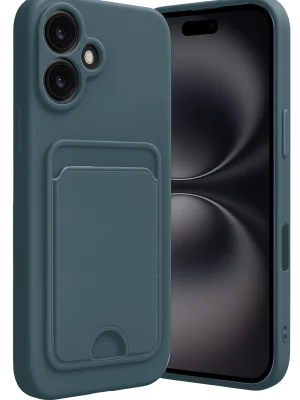 Newface iPhone 16 Kılıf Kelvin Kartvizitli Silikon - Koyu Yeşil