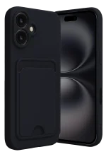 Newface iPhone 16 Kılıf Kelvin Kartvizitli Silikon - Siyah