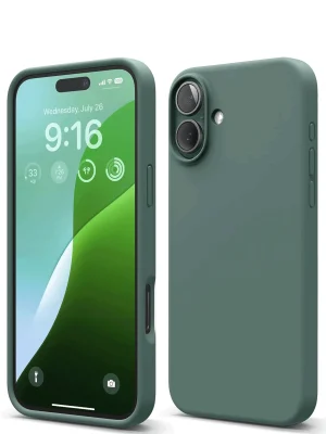 Newface iPhone 16 Kılıf Nano içi Kadife Silikon - Koyu Yeşil