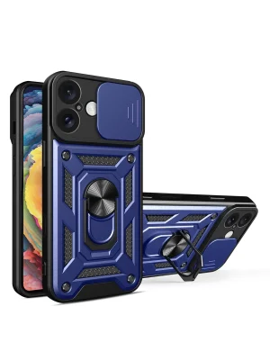 Newface iPhone 16 Kılıf Pars Lens Yüzüklü Silikon - Lacivert