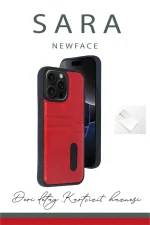 Newface iPhone 16 Kılıf Sara Kartvizitli Deri Kılıf - Siyah - Görsel 3