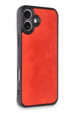 Newface iPhone 16 Plus Kılıf Aras Deri Kapak - Kırmızı - Görsel 2